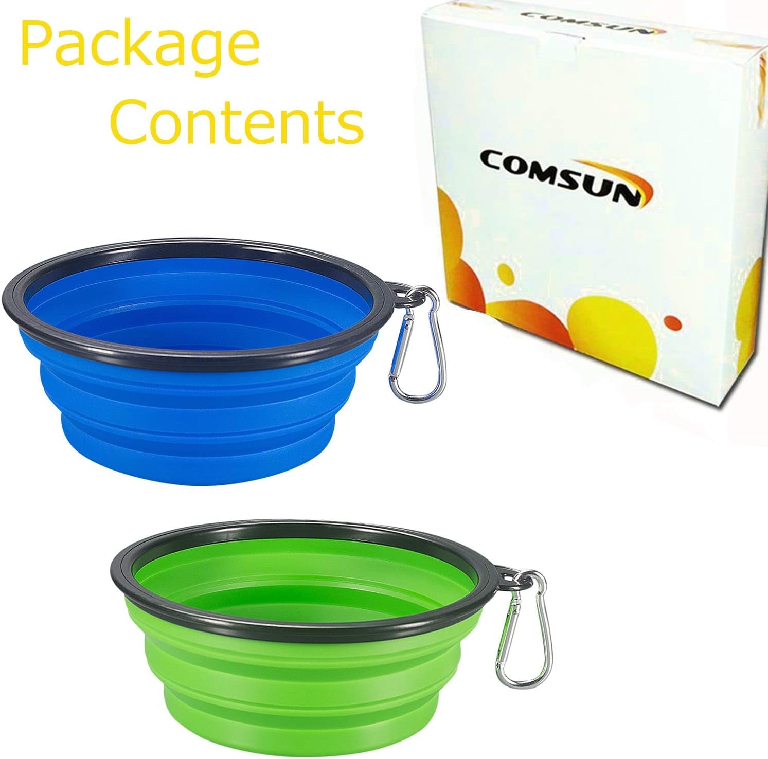 2-Pack Collapsible Dog Bowl, Foldable Expandable Cup Dish for Pet | Cat Food Water Feeding Portable Travel Bowl Blue and Green